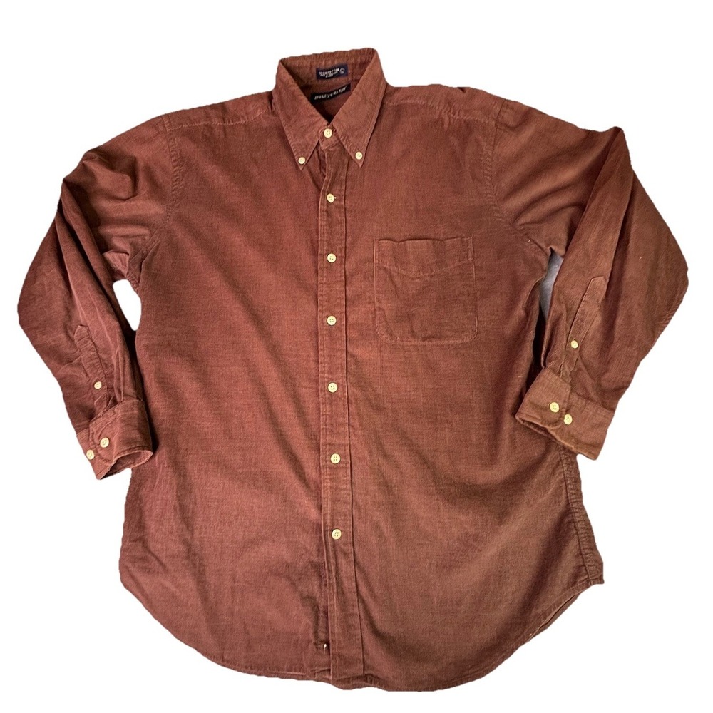 Britches Men's Shirt Size Large Corduroy Button Down Brown Long Sleeve Cotton